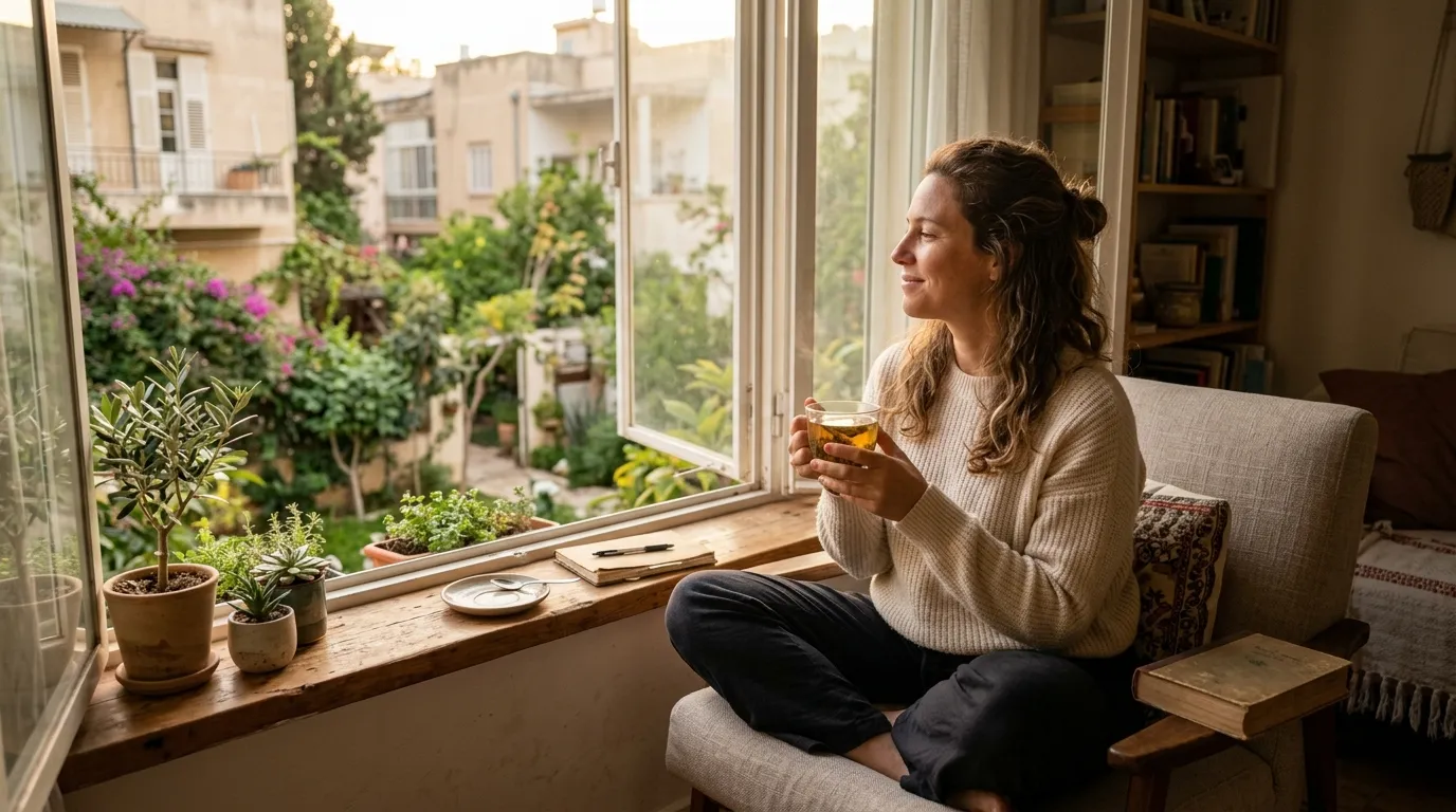 אישה בתחושת הקלה ורוגע לאחר טיפול EMDR בתל אביב
