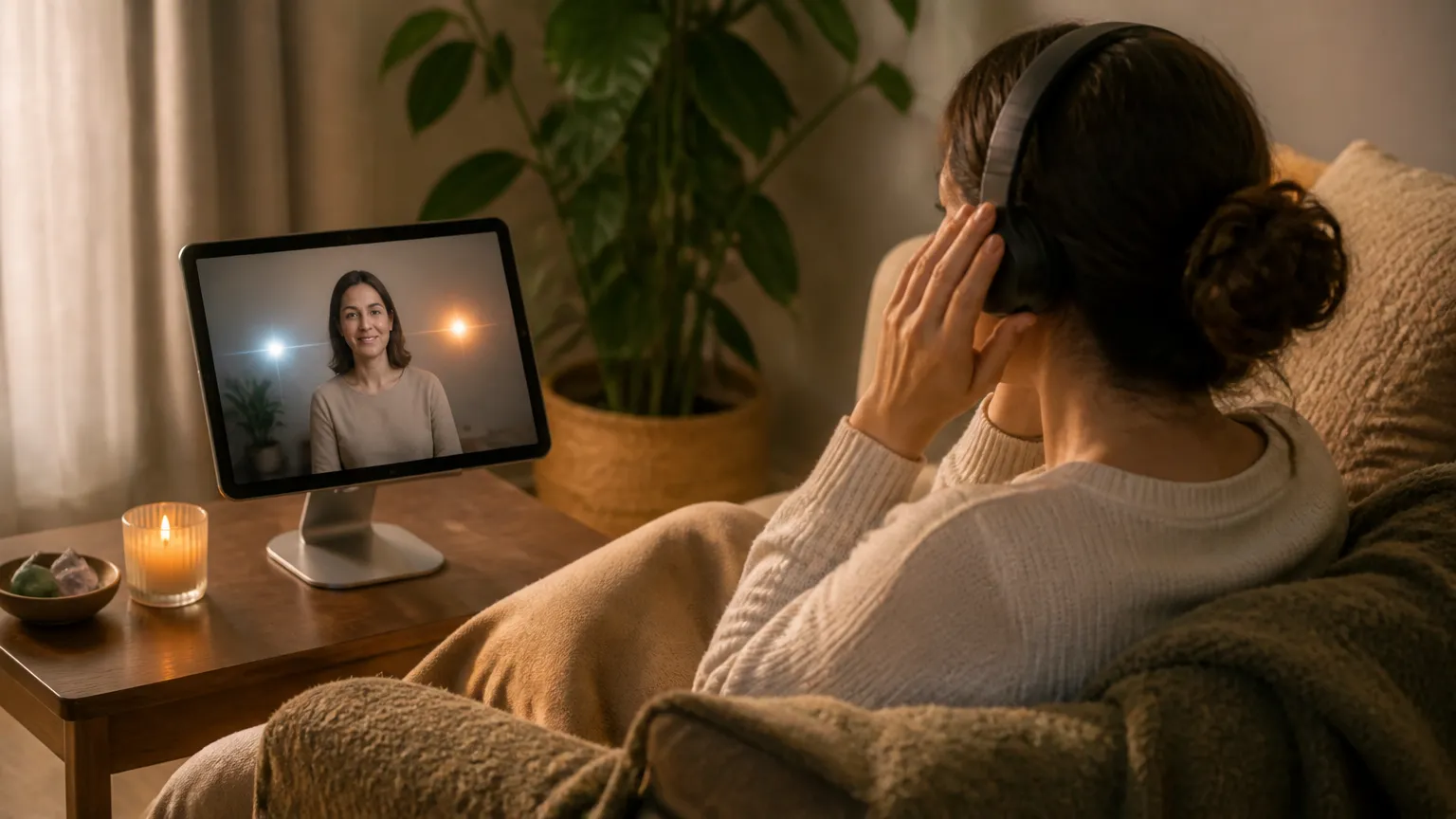 מטופל חווה תהליך של טיפול EMDR אונליין באווירה מרגיעה ובטוחה